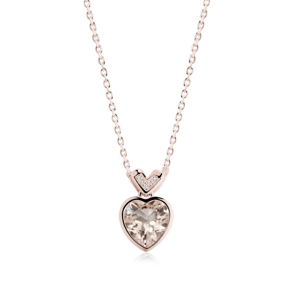 Heart-Cut Morganite Necklace with Chevron - LUO Jewelry #metal_14k rose gold