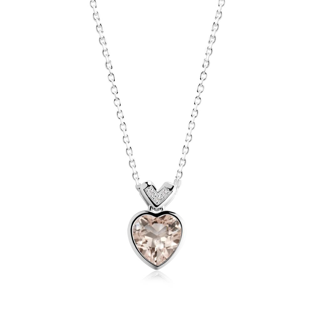 Heart-Cut Morganite Necklace with Chevron - LUO Jewelry #metal_14k white gold