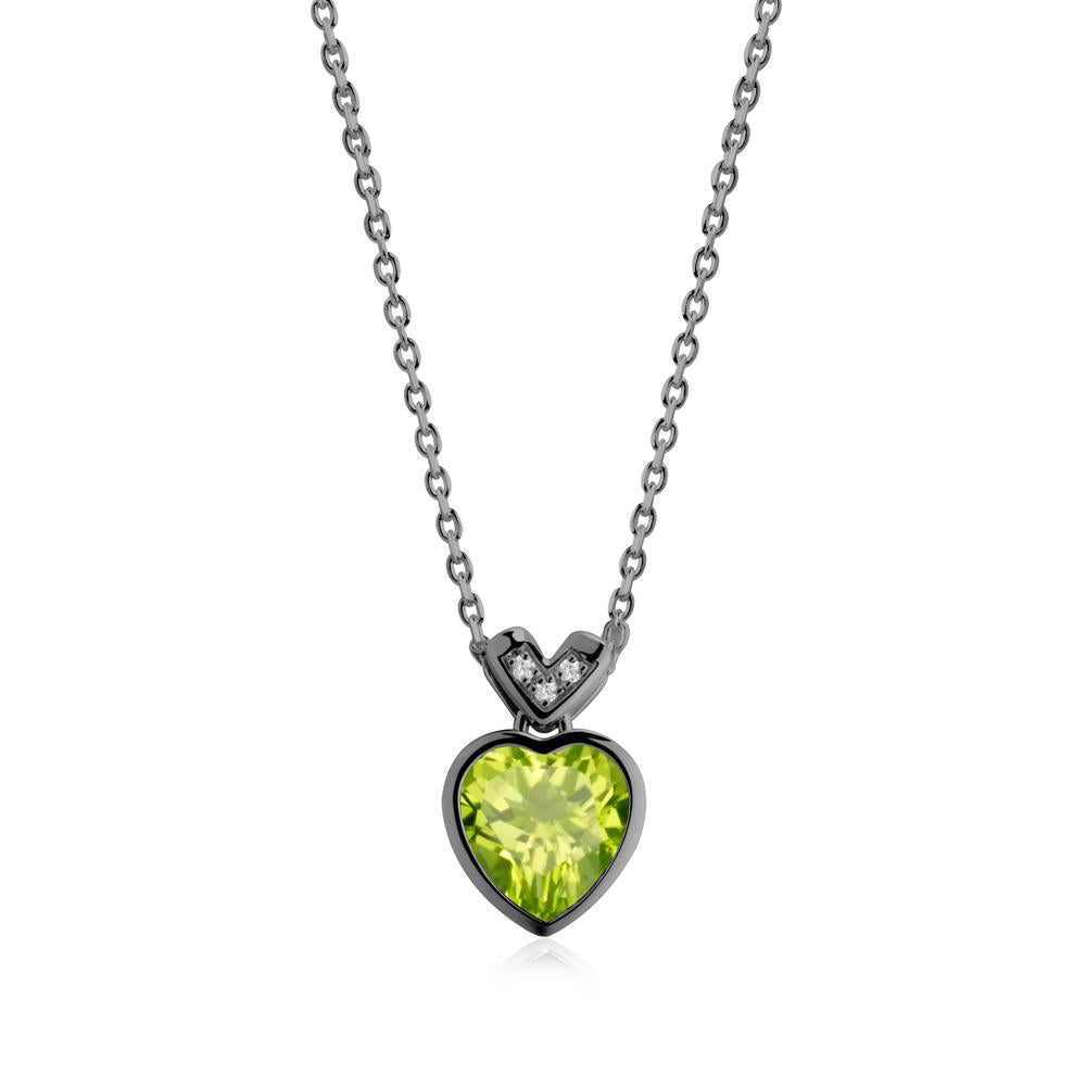 Heart-Cut Peridot Necklace with Chevron - LUO Jewelry #metal_black finish sterling silver