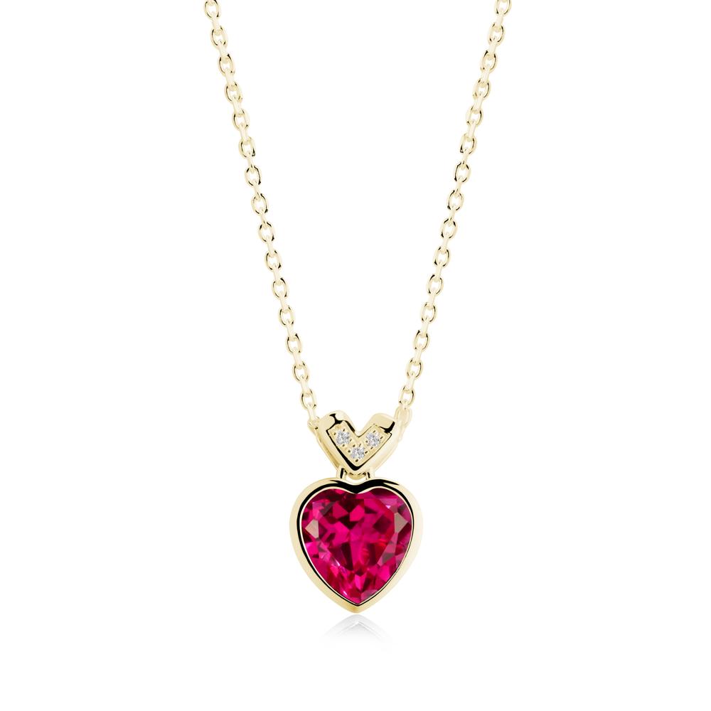Heart-Cut Ruby Necklace with Chevron - LUO Jewelry #metal_18k yellow gold