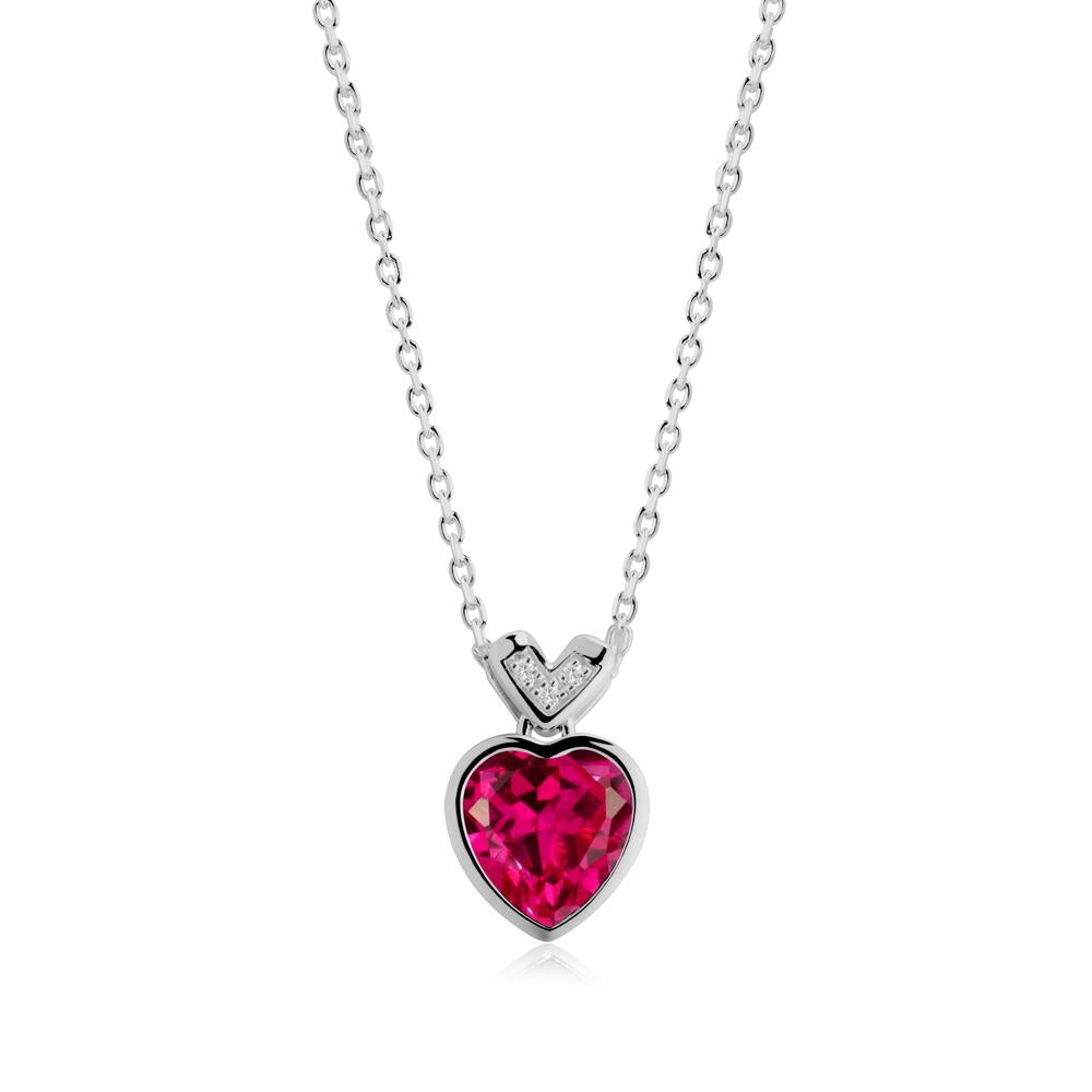 Heart-Cut Ruby Necklace with Chevron - LUO Jewelry #metal_platinum