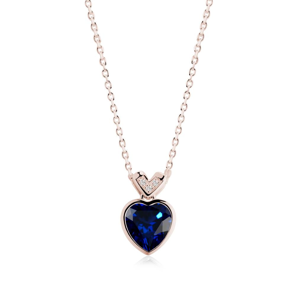 Heart-Cut Sapphire Necklace with Chevron - LUO Jewelry #metal_14k rose gold