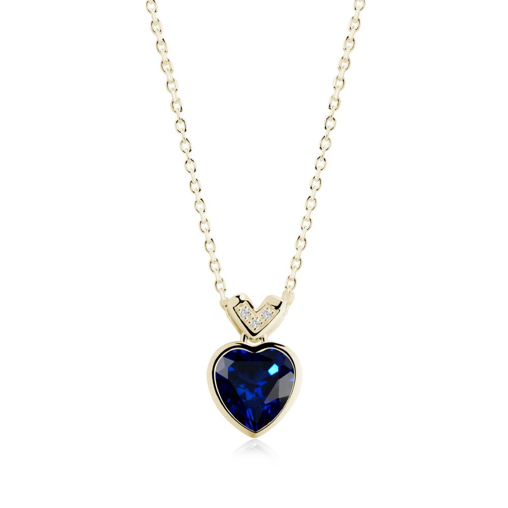 Heart-Cut Sapphire Necklace with Chevron - LUO Jewelry #metal_14k yellow gold