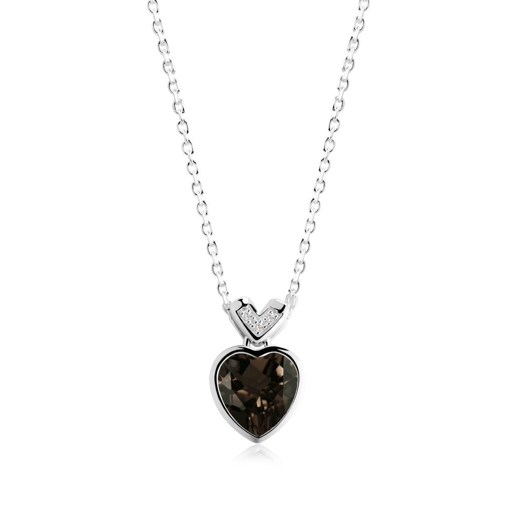Heart-Cut Smoky Quartz Necklace with Chevron - LUO Jewelry #metal_sterling silver