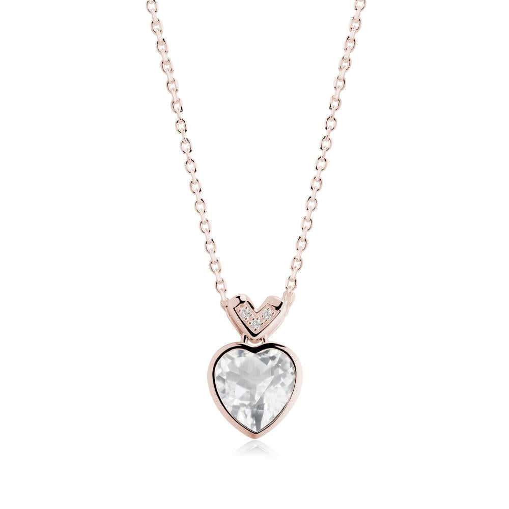 Heart-Cut White Topaz Necklace with Chevron - LUO Jewelry #metal_14k rose gold