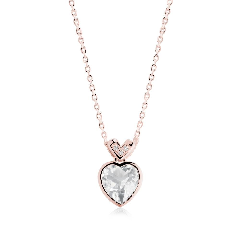 Heart-Cut White Topaz Necklace with Chevron - LUO Jewelry #metal_18k rose gold