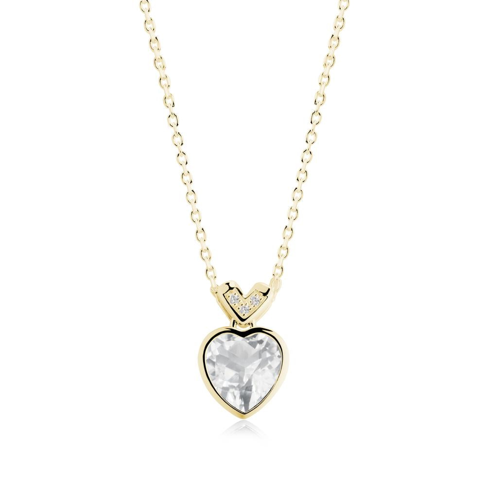 Heart-Cut White Topaz Necklace with Chevron - LUO Jewelry #metal_18k yellow gold