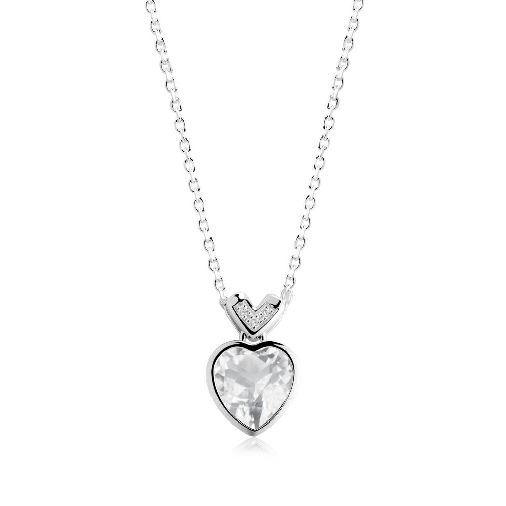 Heart-Cut White Topaz Necklace with Chevron - LUO Jewelry #metal_sterling silver