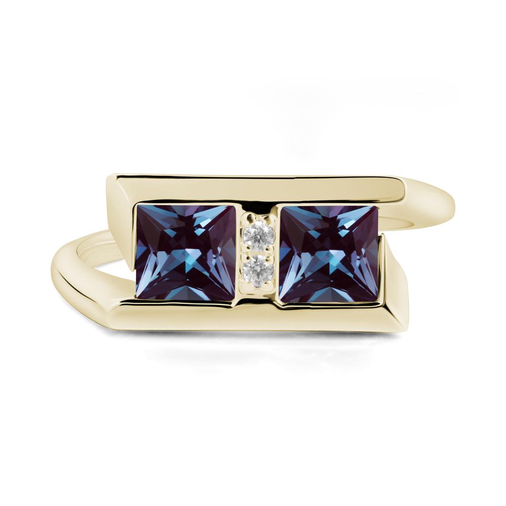 Double Stone Alexandrite Tension Ring - LUO Jewelry #metal_14k yellow gold