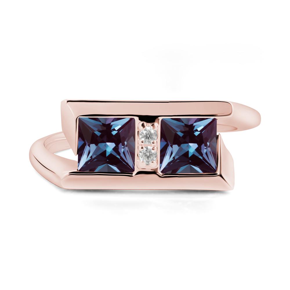 Double Stone Alexandrite Tension Ring - LUO Jewelry #metal_18k rose gold