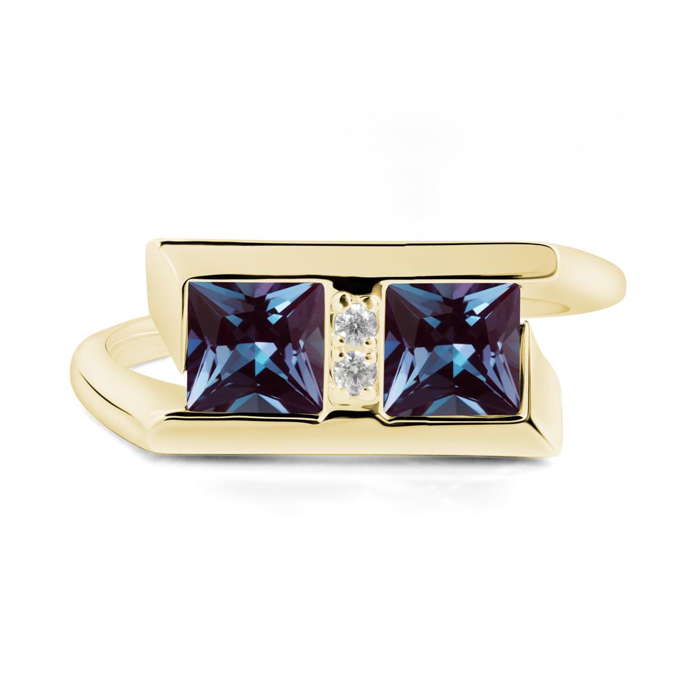 Double Stone Alexandrite Tension Ring - LUO Jewelry #metal_18k yellow gold