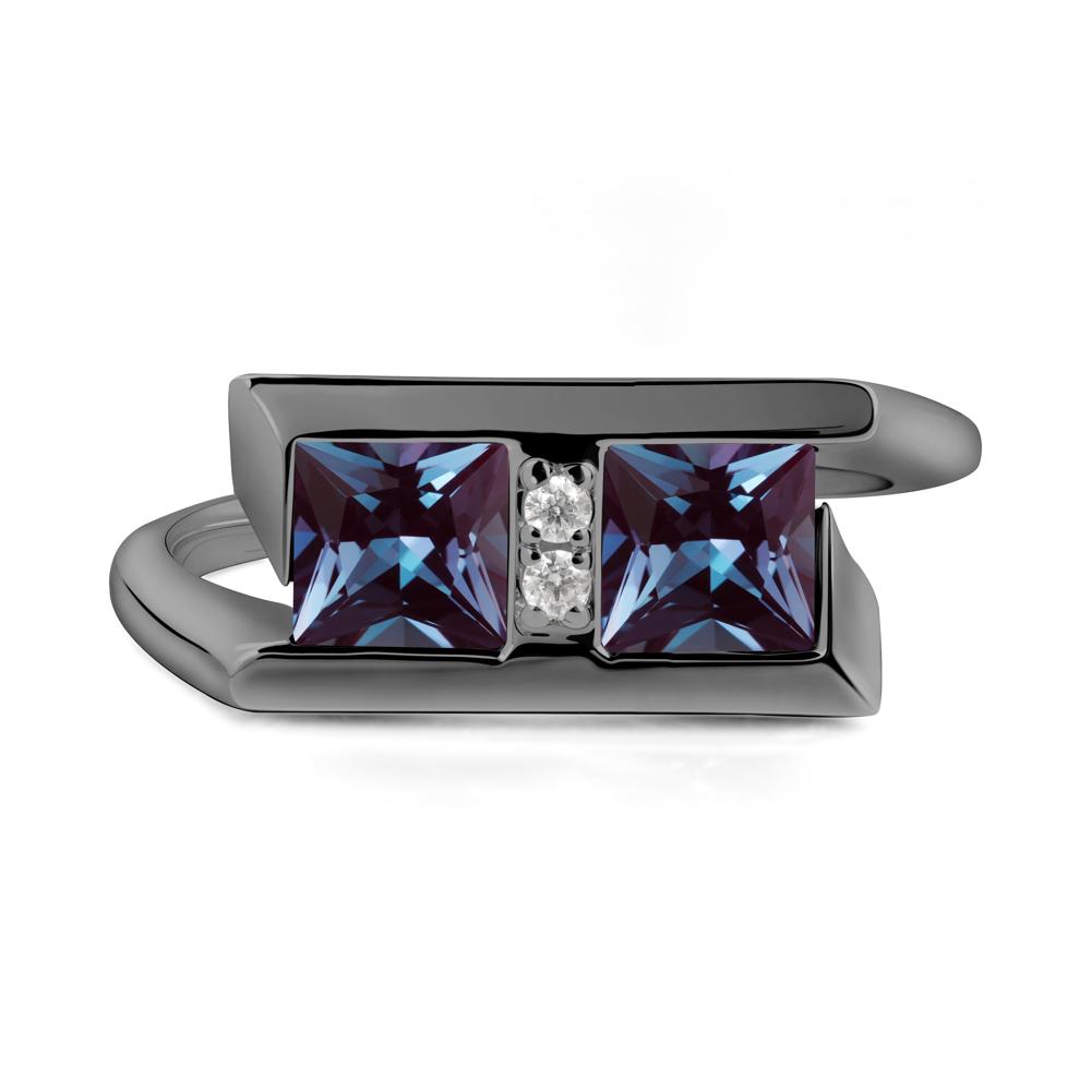 Double Stone Alexandrite Tension Ring - LUO Jewelry #metal_black finish sterling silver
