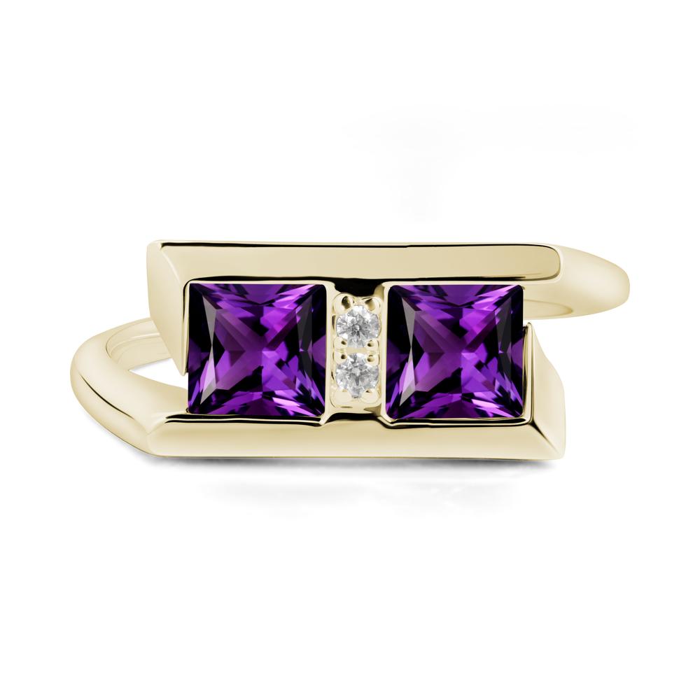 Square Amethyst Toi Et Moi Ring - LUO Jewelry #metal_14k yellow gold