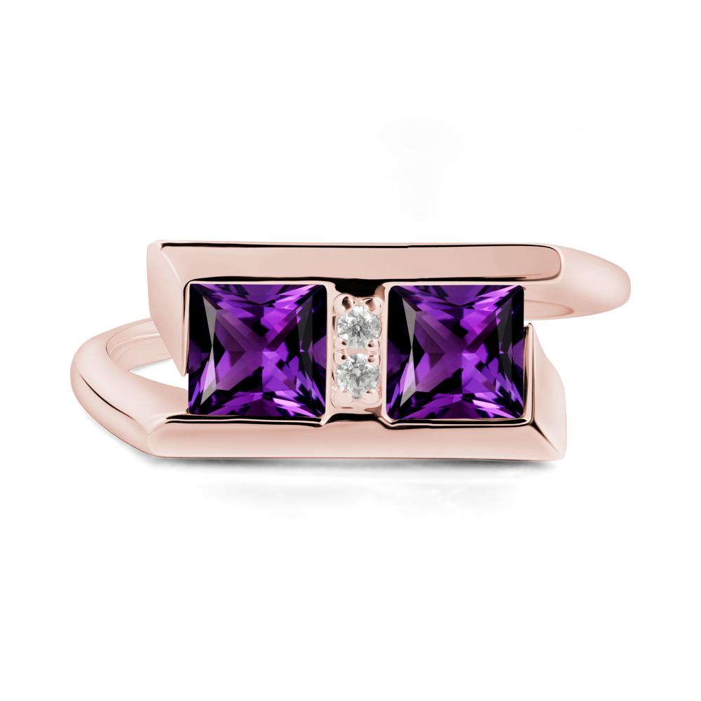 Square Amethyst Toi Et Moi Ring - LUO Jewelry #metal_18k rose gold