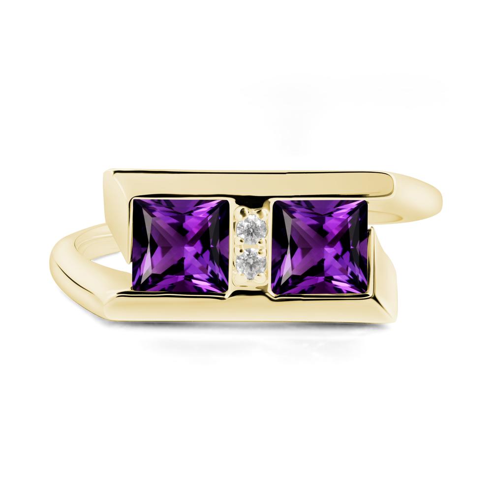 Square Amethyst Toi Et Moi Ring - LUO Jewelry #metal_18k yellow gold