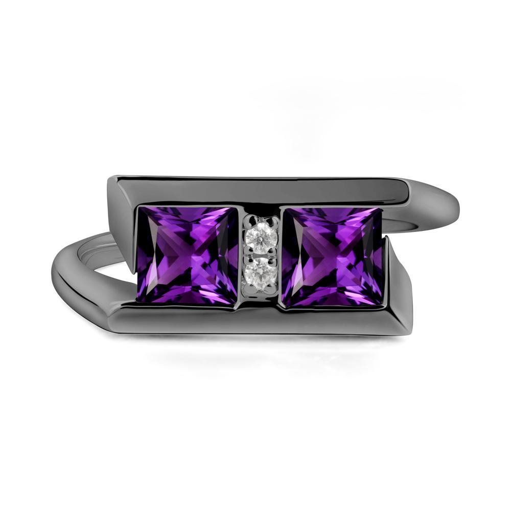 Square Amethyst Toi Et Moi Ring - LUO Jewelry #metal_black finish sterling silver