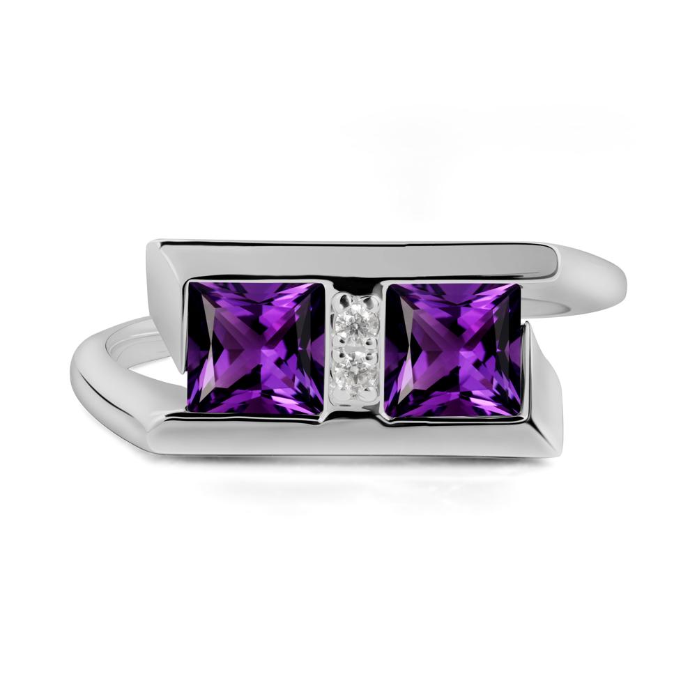Square Amethyst Toi Et Moi Ring - LUO Jewelry #metal_platinum