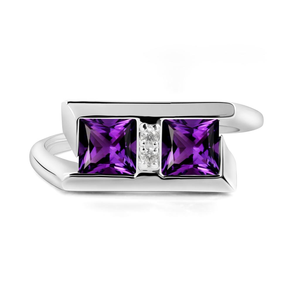 Square Amethyst Toi Et Moi Ring - LUO Jewelry #metal_sterling silver