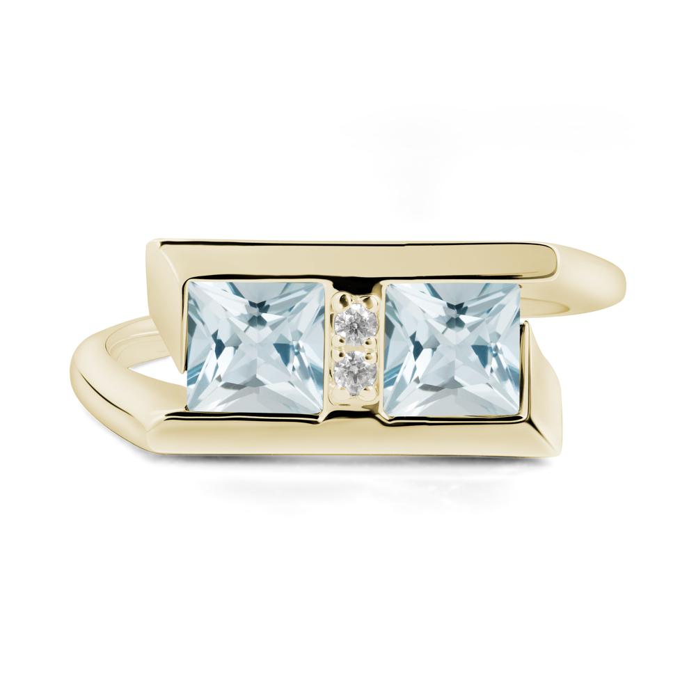 Toi Et Moi Square Aquamarine Ring - LUO Jewelry #metal_14k yellow gold