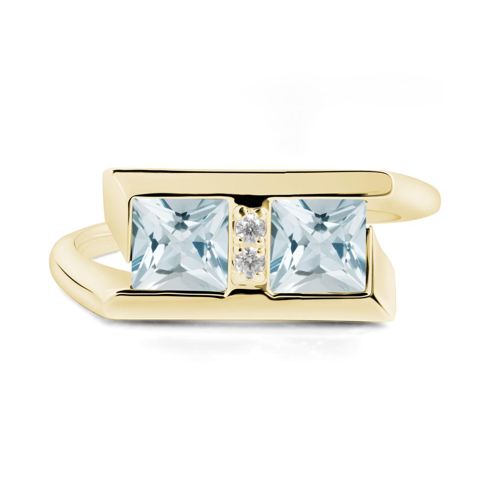 Toi Et Moi Square Aquamarine Ring - LUO Jewelry #metal_18k yellow gold