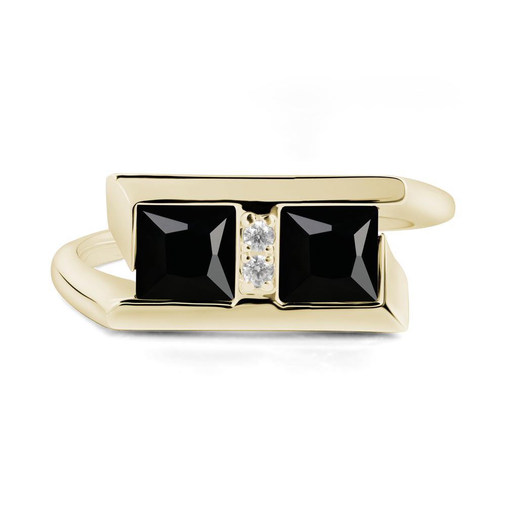 Double Stone Black Spinel Tension Ring - LUO Jewelry #metal_14k yellow gold