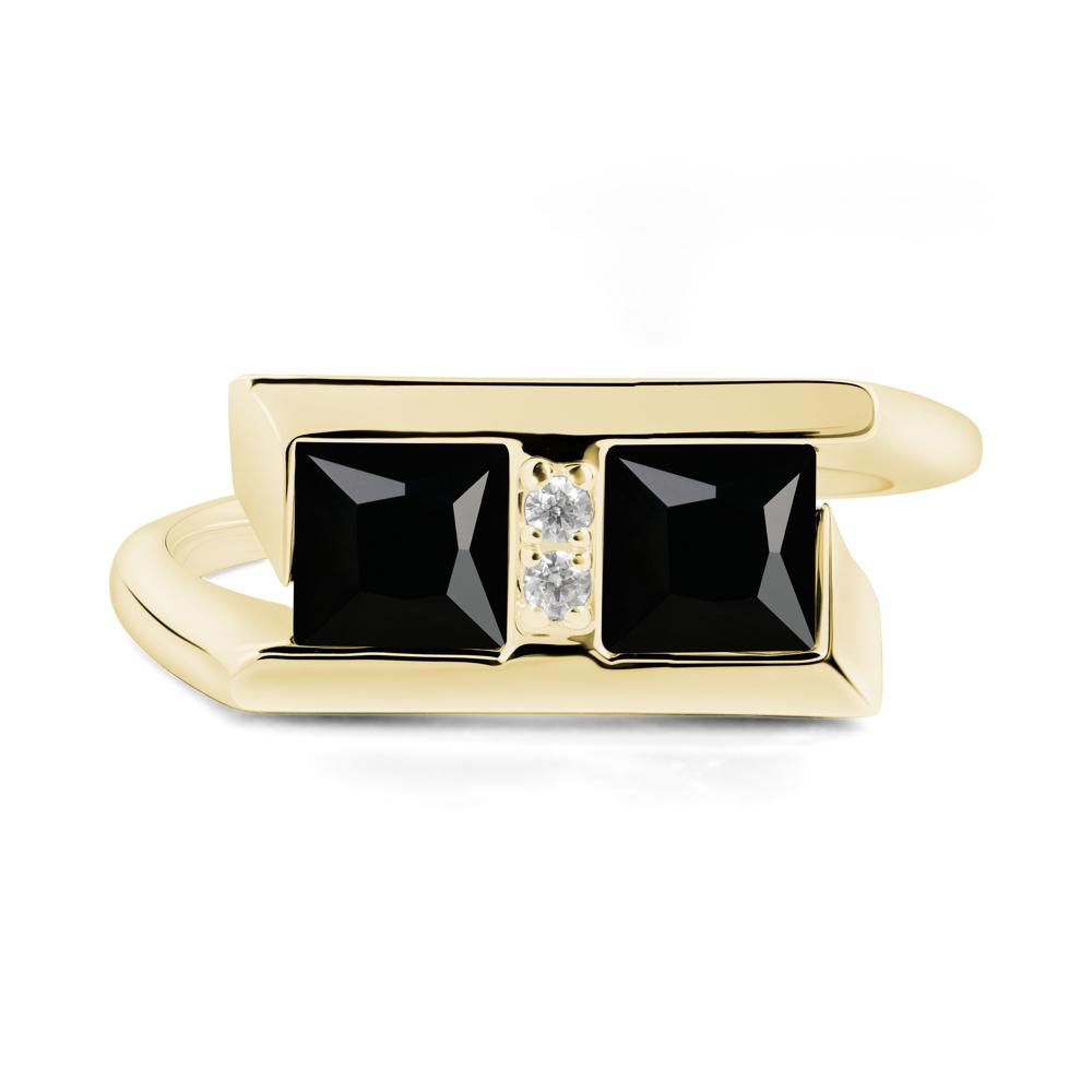 Double Stone Black Spinel Tension Ring - LUO Jewelry #metal_18k yellow gold