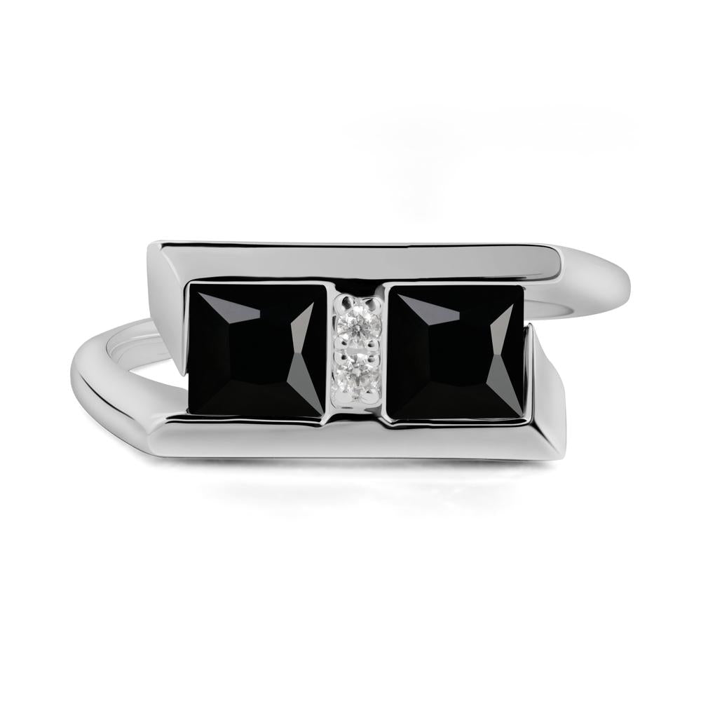 Double Stone Black Spinel Tension Ring - LUO Jewelry #metal_platinum