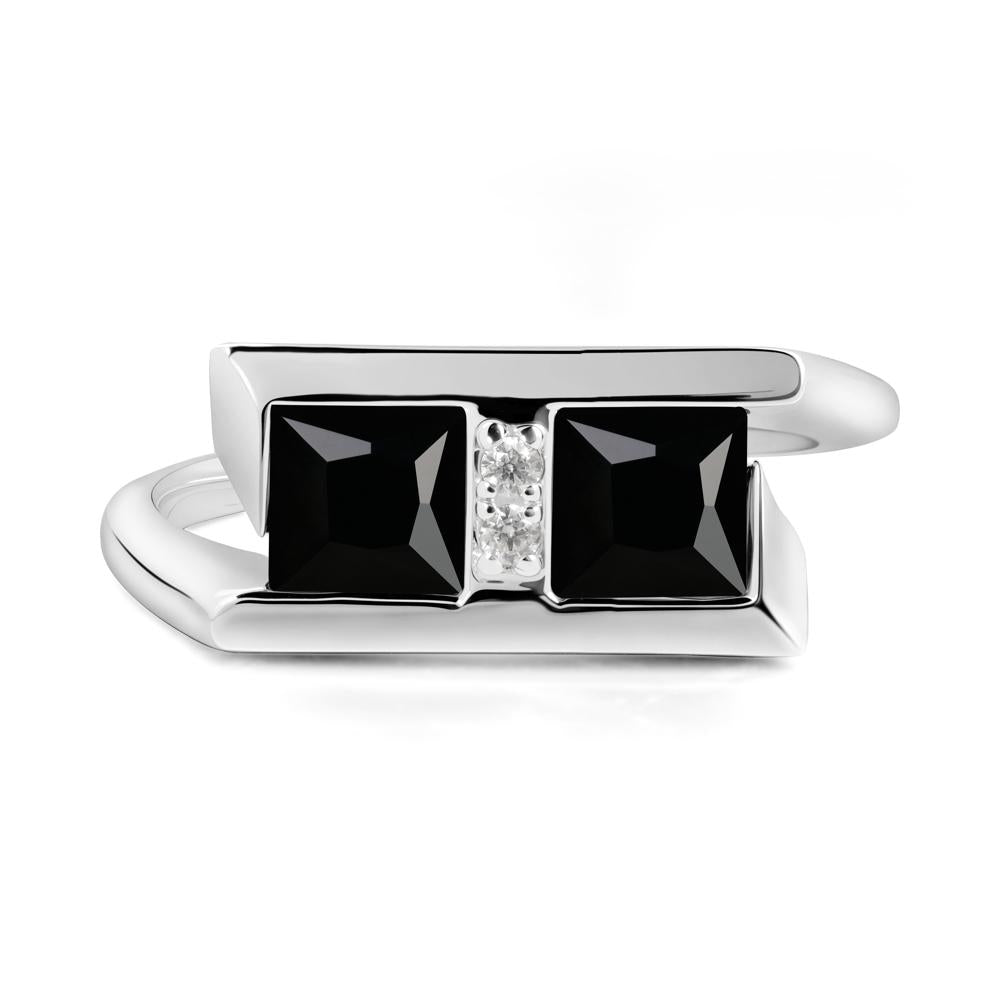 Double Stone Black Spinel Tension Ring - LUO Jewelry #metal_sterling silver