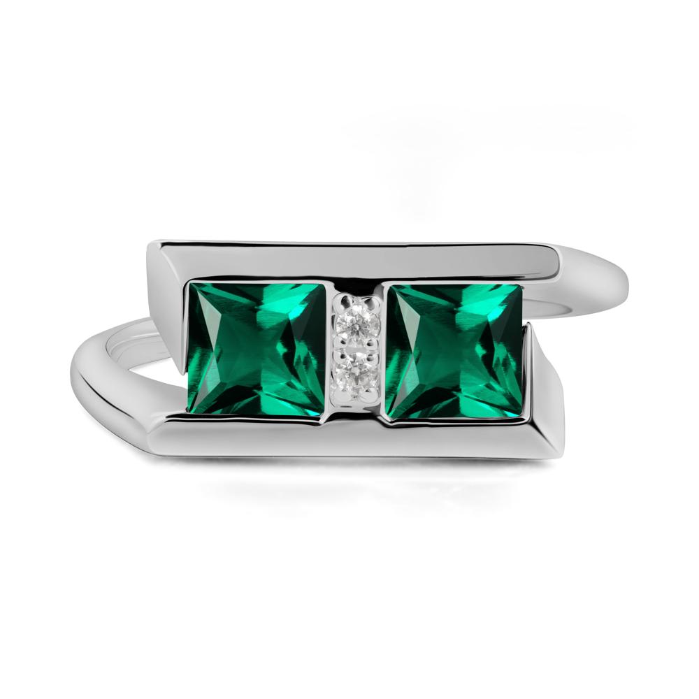Square Emerald Toi Et Moi Ring - LUO Jewelry #metal_platinum