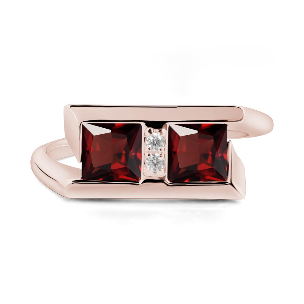 Square Garnet Toi Et Moi Ring - LUO Jewelry #metal_14k rose gold