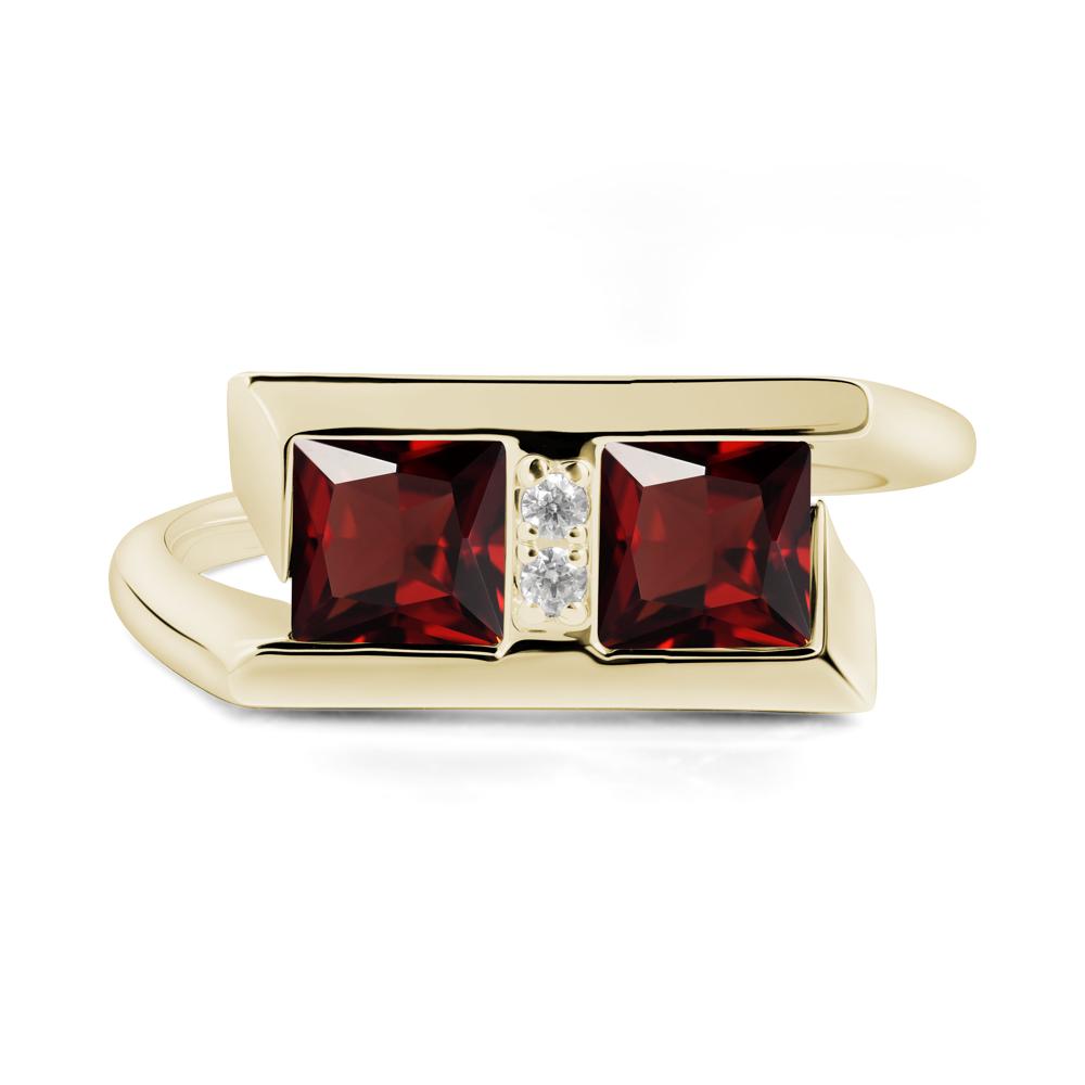 Square Garnet Toi Et Moi Ring - LUO Jewelry #metal_14k yellow gold