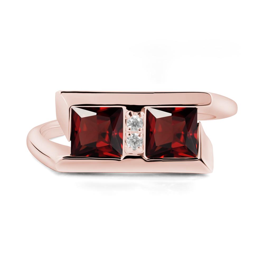 Square Garnet Toi Et Moi Ring - LUO Jewelry #metal_18k rose gold