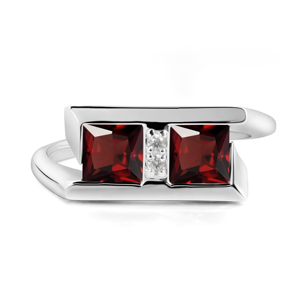 Square Garnet Toi Et Moi Ring - LUO Jewelry #metal_18k white gold