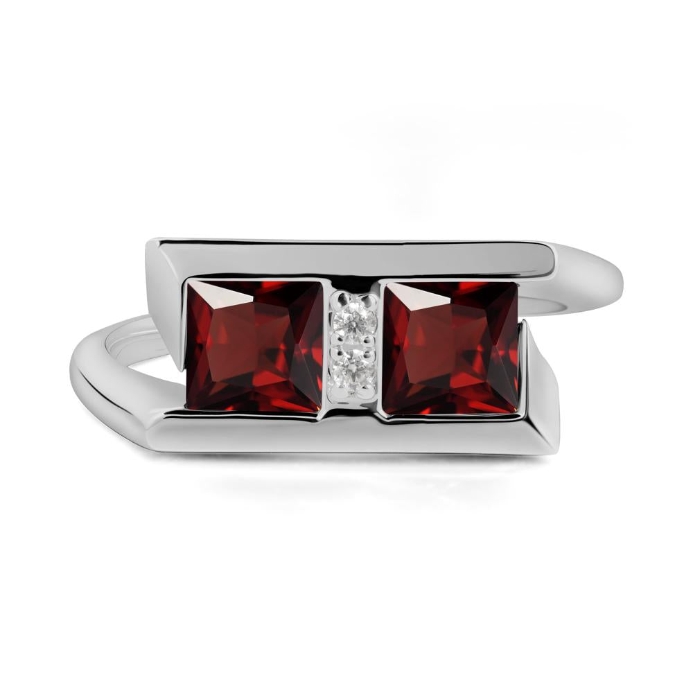 Square Garnet Toi Et Moi Ring - LUO Jewelry #metal_platinum