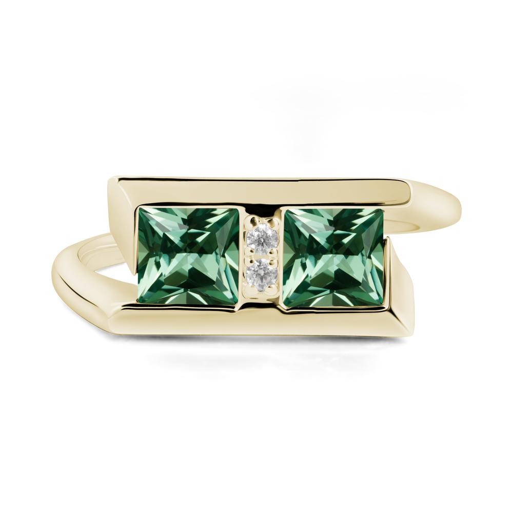 Toi Et Moi Square Green Sapphire Ring - LUO Jewelry #metal_14k yellow gold