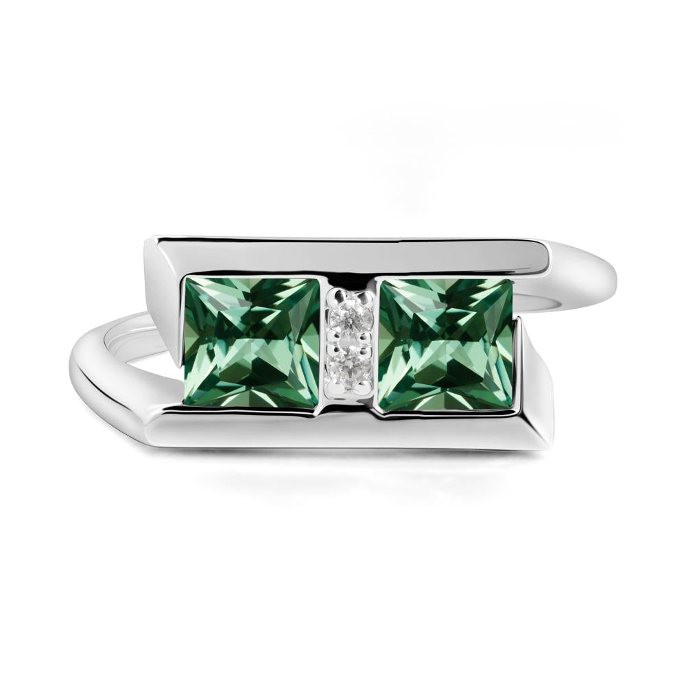 Toi Et Moi Square Green Sapphire Ring - LUO Jewelry #metal_18k white gold