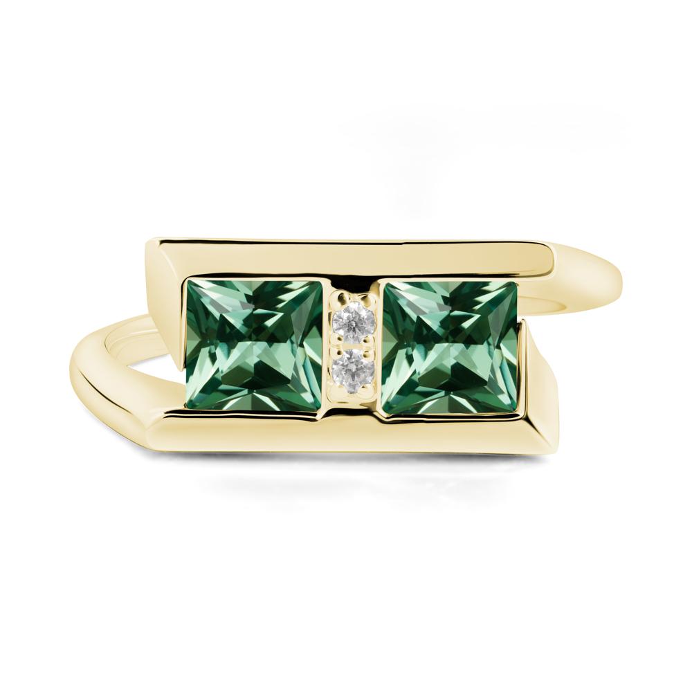 Toi Et Moi Square Green Sapphire Ring - LUO Jewelry #metal_18k yellow gold