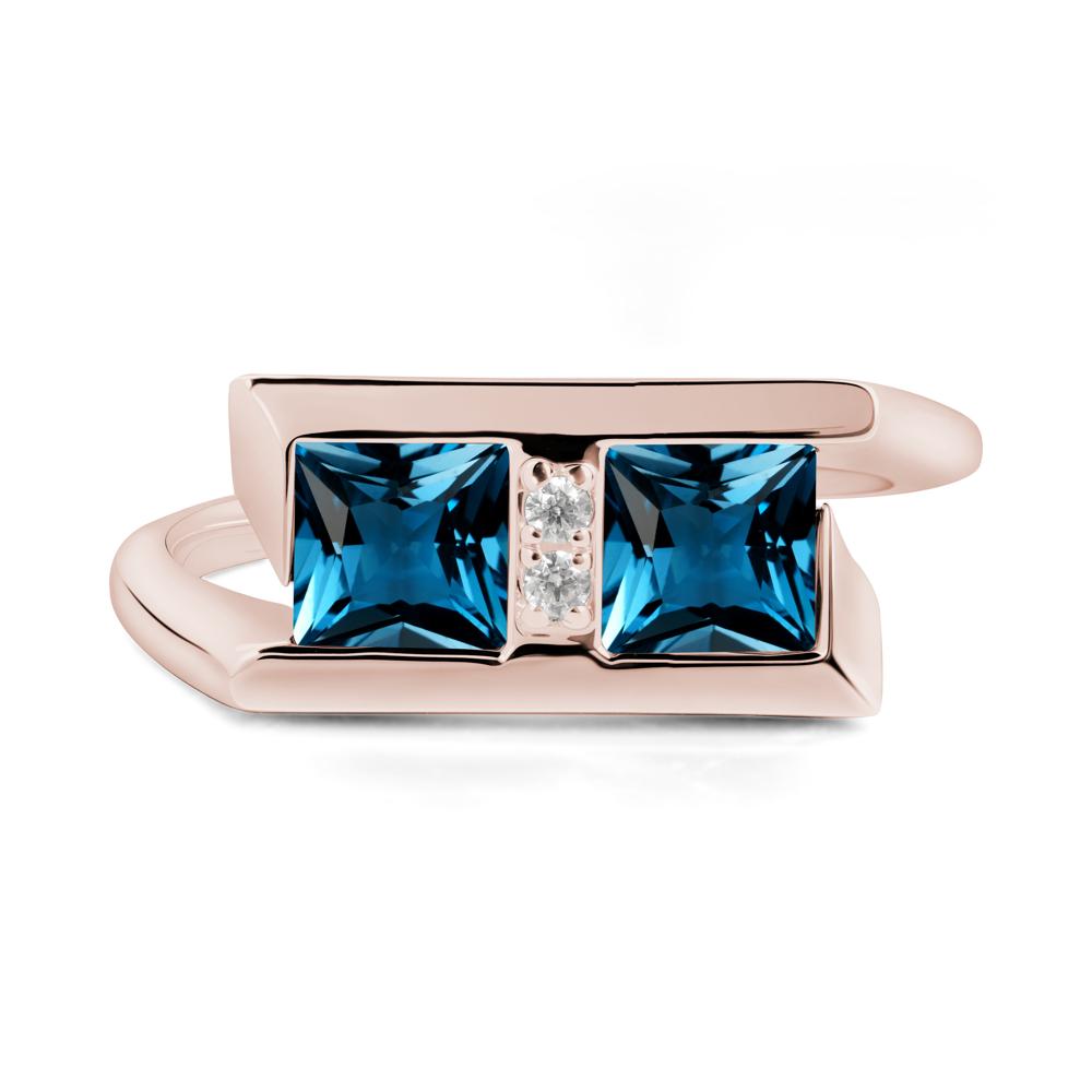 Toi Et Moi Square London Blue Topaz Ring - LUO Jewelry #metal_14k rose gold
