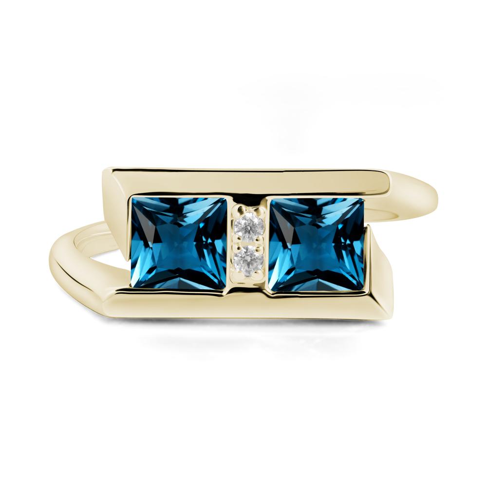 Toi Et Moi Square London Blue Topaz Ring - LUO Jewelry #metal_14k yellow gold