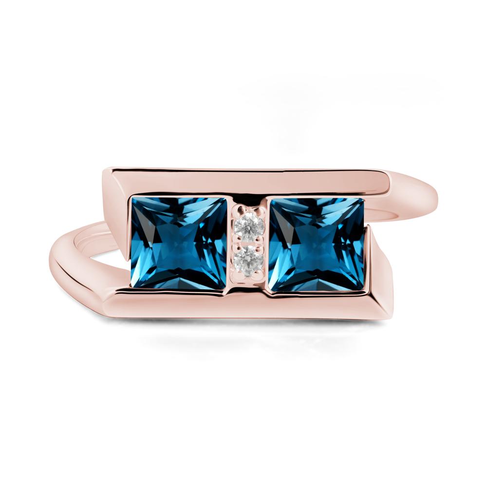 Toi Et Moi Square London Blue Topaz Ring - LUO Jewelry #metal_18k rose gold