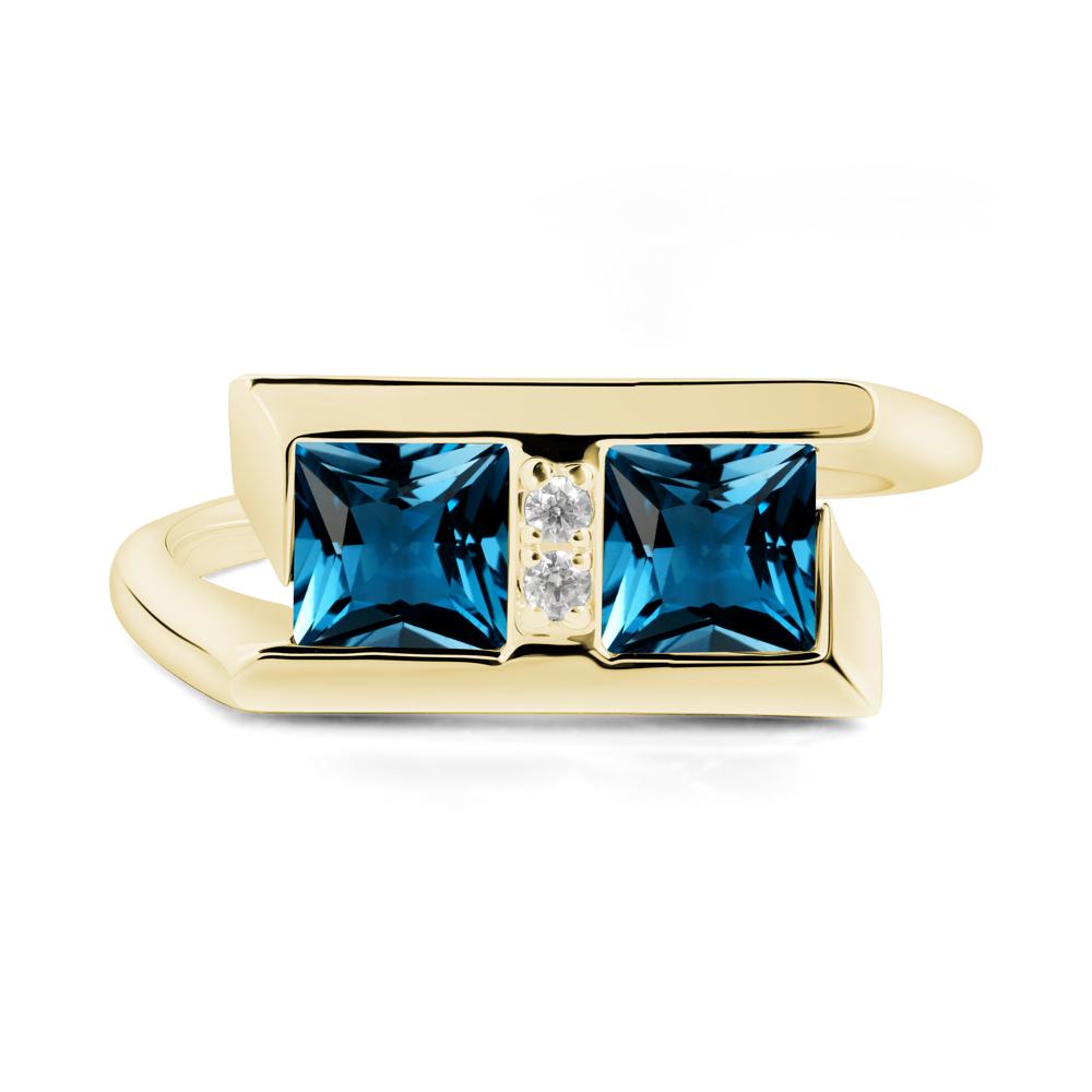 Toi Et Moi Square London Blue Topaz Ring - LUO Jewelry #metal_18k yellow gold