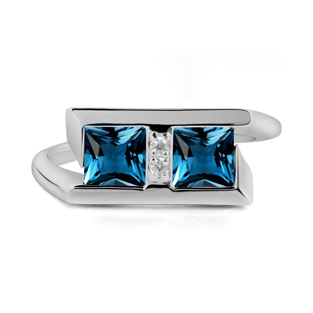 Toi Et Moi Square London Blue Topaz Ring - LUO Jewelry #metal_platinum