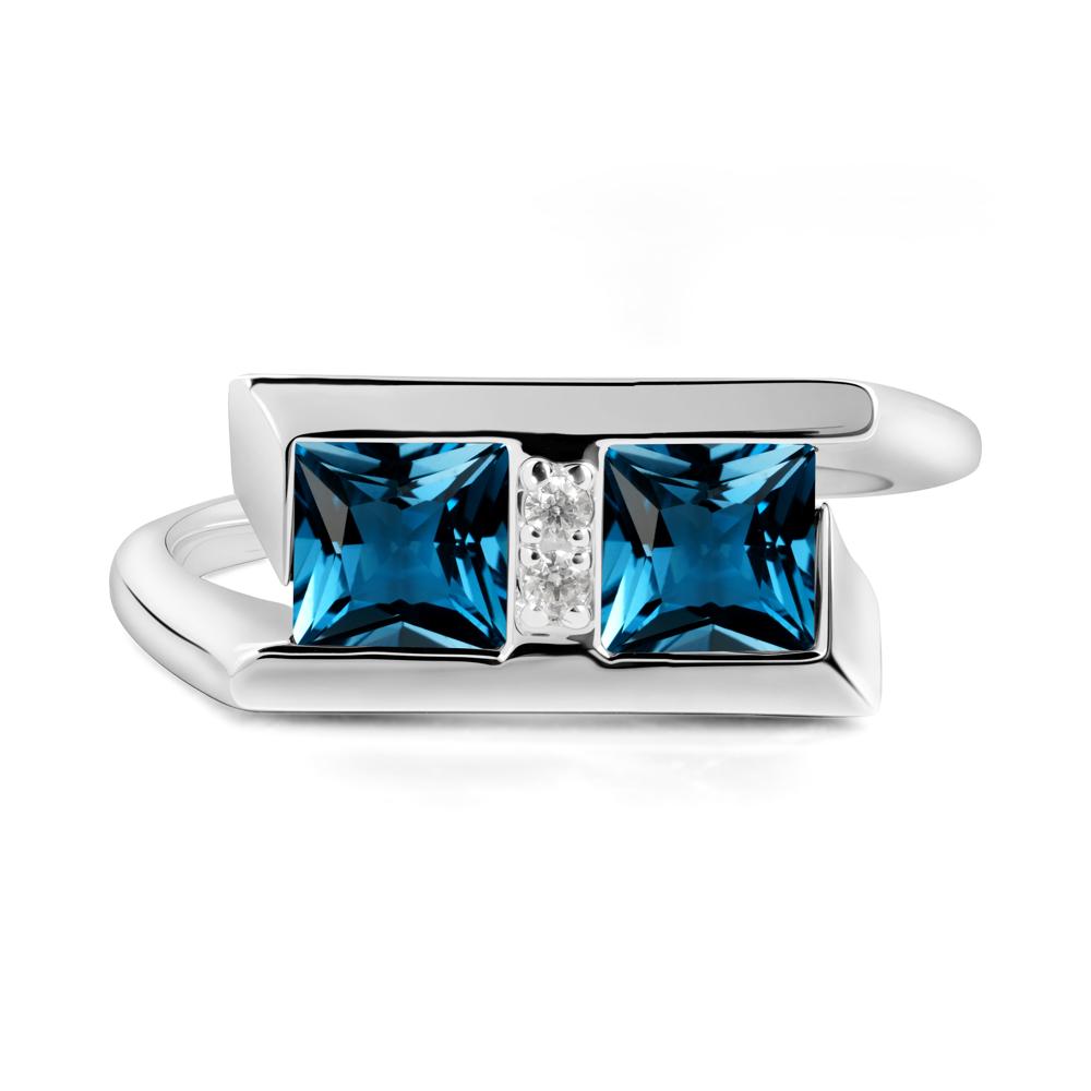Toi Et Moi Square London Blue Topaz Ring - LUO Jewelry #metal_sterling silver