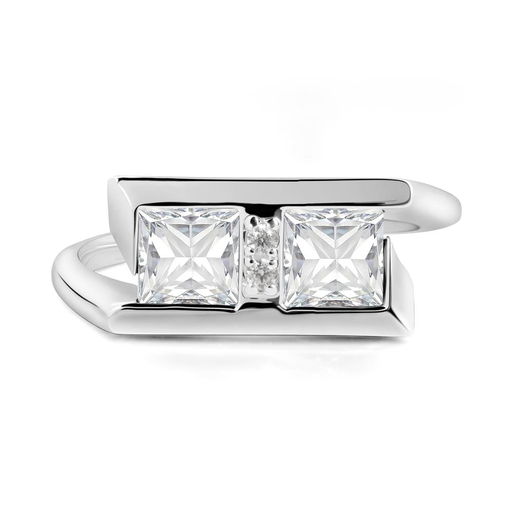 Square Moissanite Toi Et Moi Ring - LUO Jewelry #metal_14k white gold