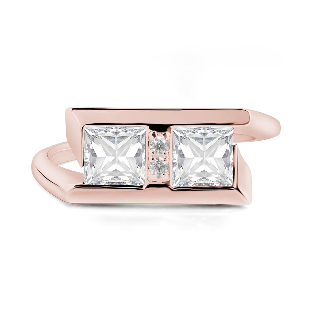 Square Moissanite Toi Et Moi Ring - LUO Jewelry #metal_18k rose gold