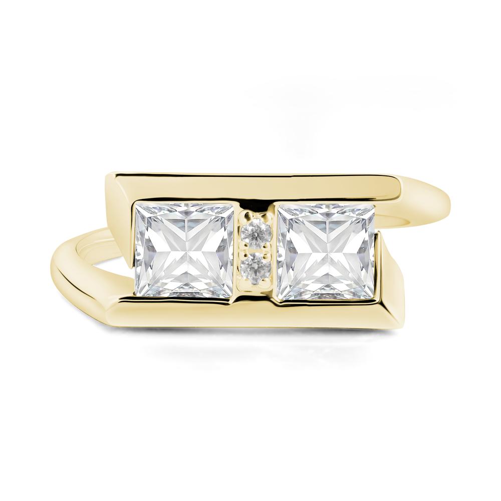 Square Moissanite Toi Et Moi Ring - LUO Jewelry #metal_18k yellow gold