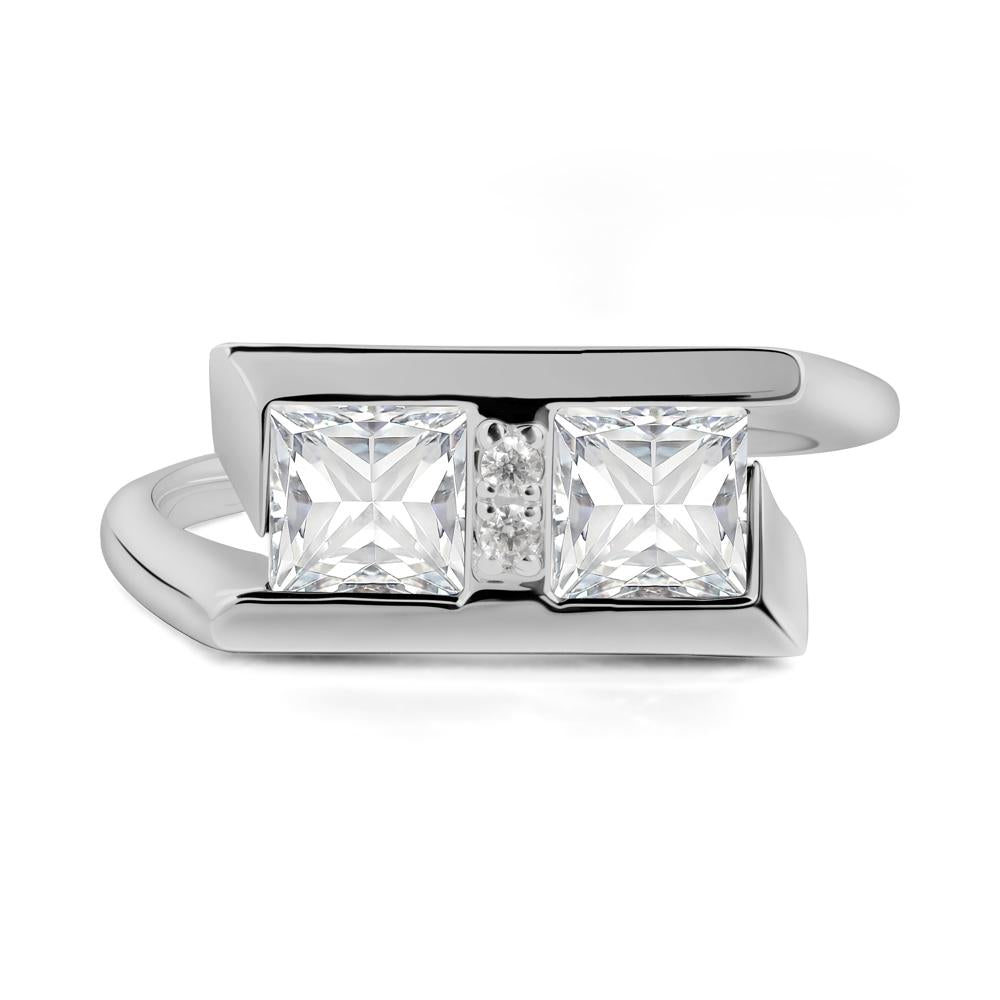 Square Moissanite Toi Et Moi Ring - LUO Jewelry #metal_platinum