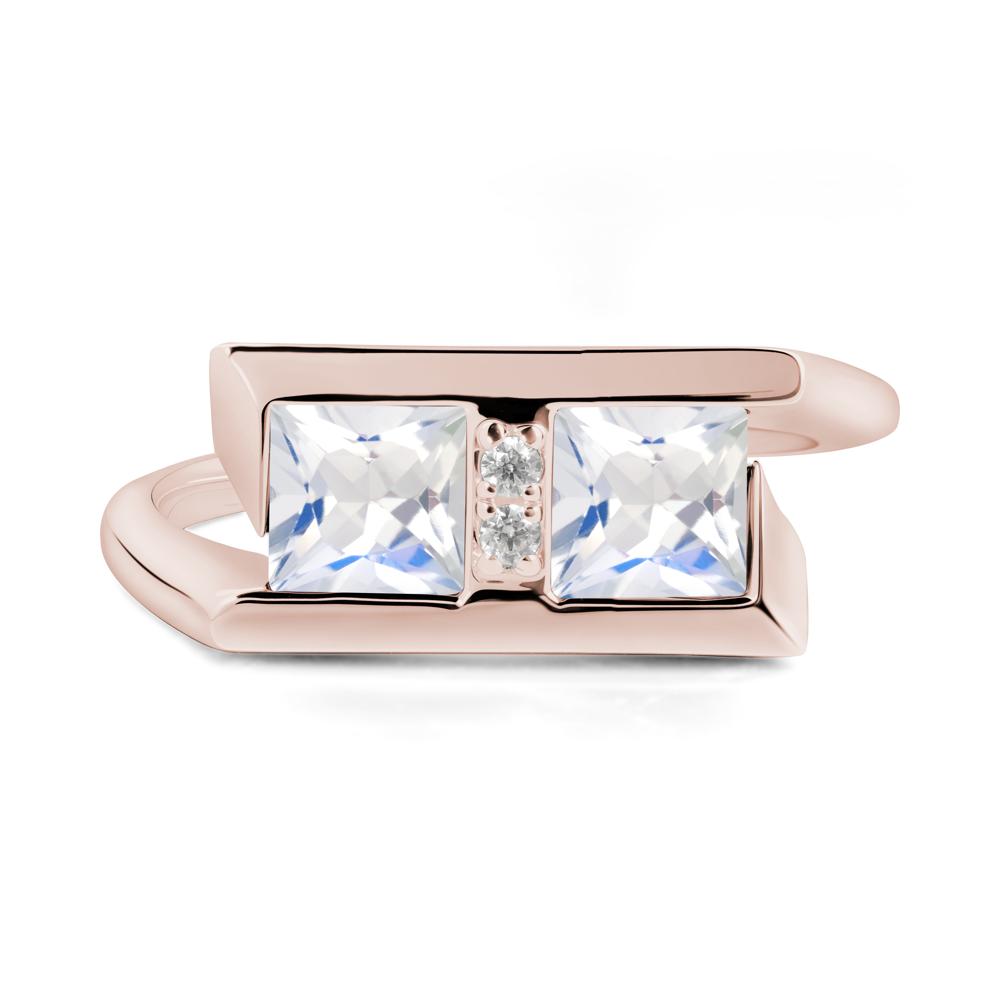 Double Stone Moonstone Tension Ring - LUO Jewelry #metal_14k rose gold