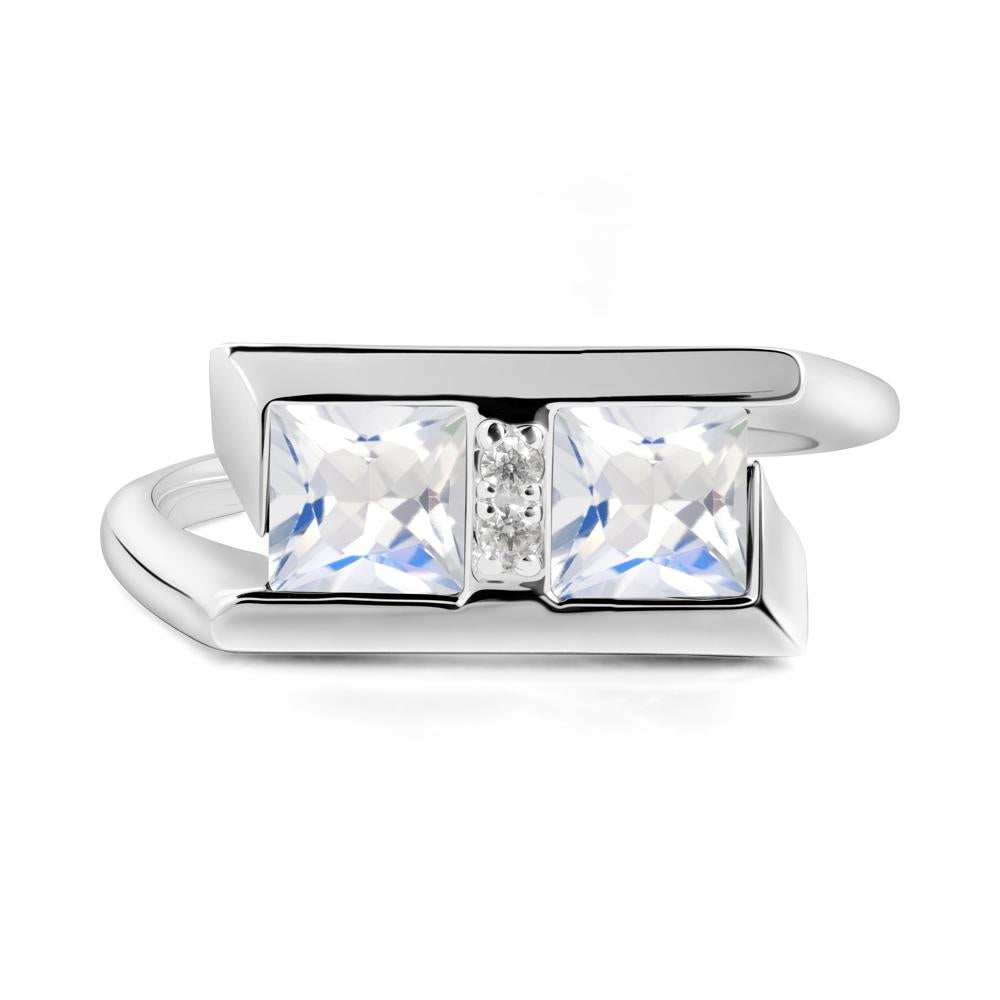 Double Stone Moonstone Tension Ring - LUO Jewelry #metal_14k white gold