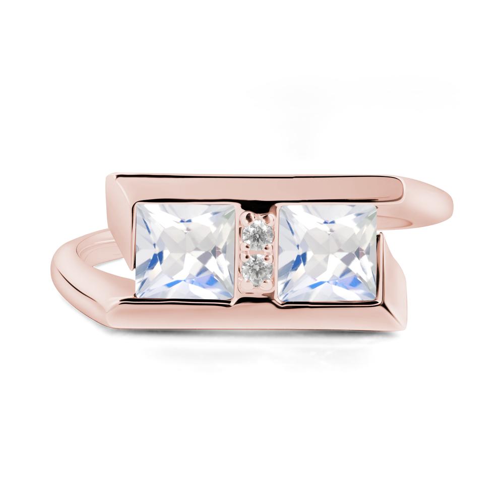 Double Stone Moonstone Tension Ring - LUO Jewelry #metal_18k rose gold
